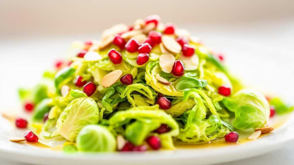 Shaved Brussels Sprouts Salad with Pomegranate and Almonds