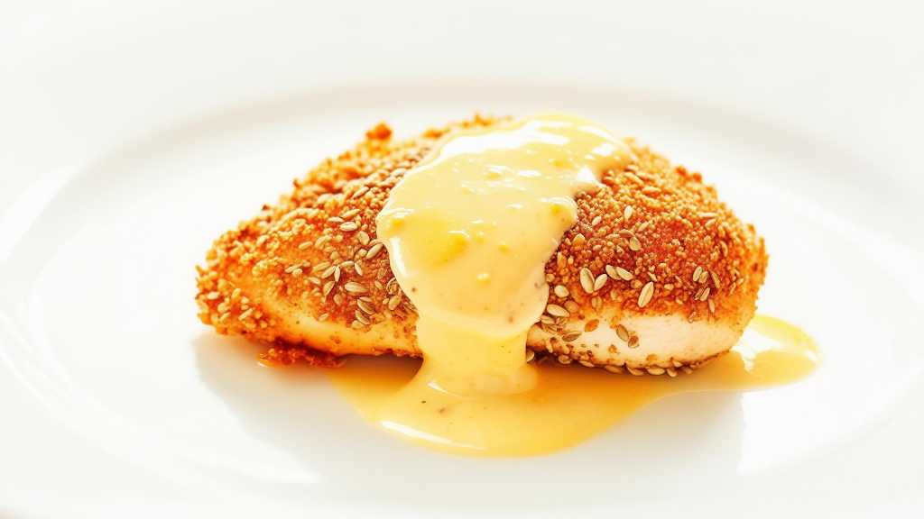 Sunflower Seed Crusted Chicken with Cheese Sauce