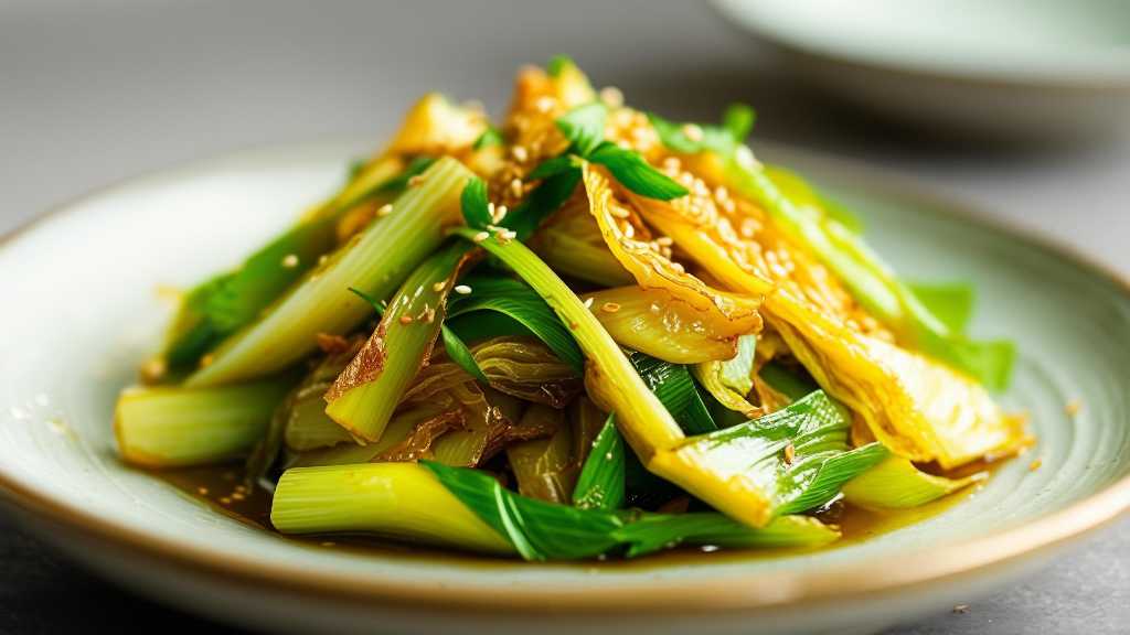 Leek and Salted Cabbage Stir-Fry