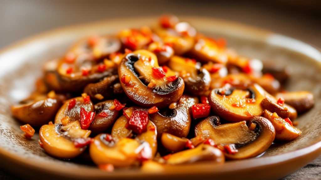 Stir-Fried Low-Carb Mushroom and Cayenne Pepper