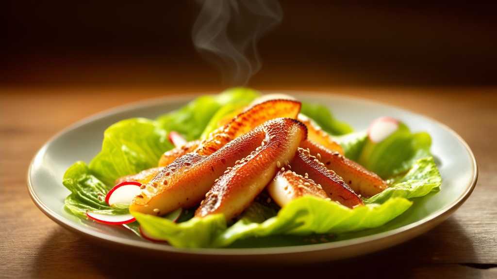 Seared Squid with Crunchy Lettuce Salad