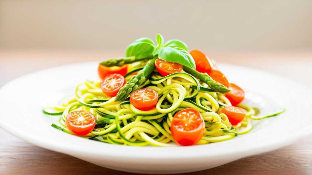 Zucchini Noodles with Tomato & Asparagus,