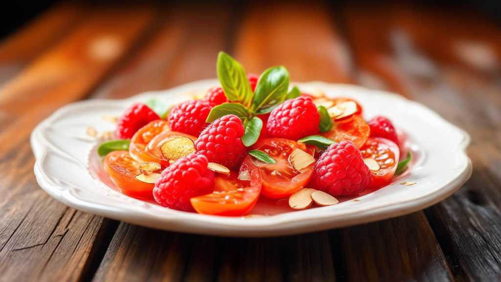 Tomato, Raspberry, and Almond Salad