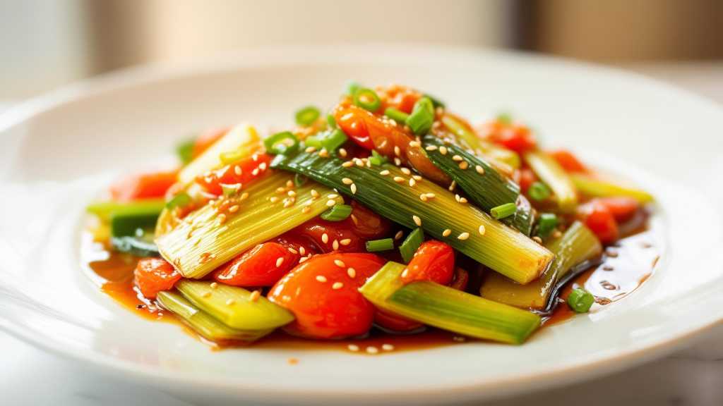 Leek and Tomatoes in Soy Sauce Stir-Fry