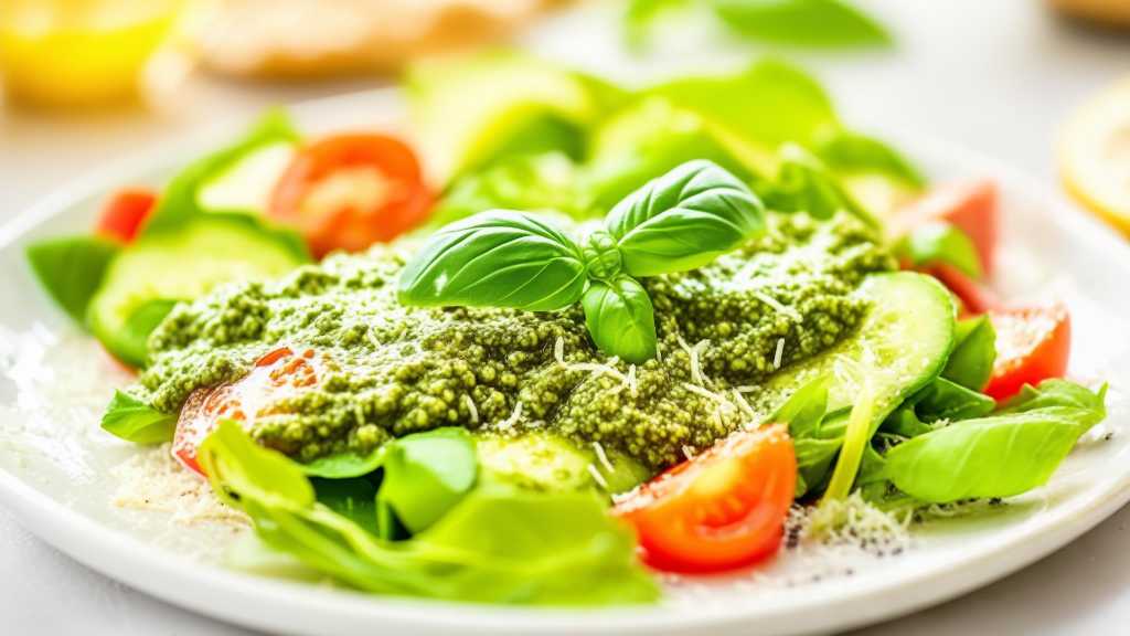 Basil Pesto with Chia Seeds Salad Dressing