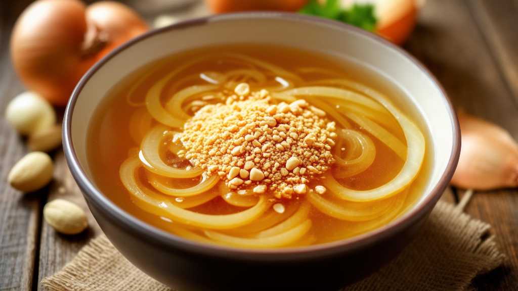 Onion and Chicken Broth Soup with Brazil Nuts