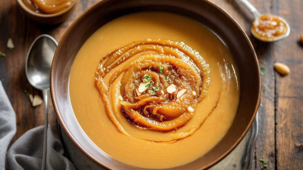 Low Carb Almond Butter and Caramelized Onion Soup
