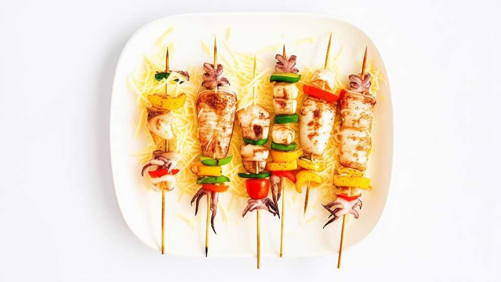 Squid and Shredded Cheese Skewers