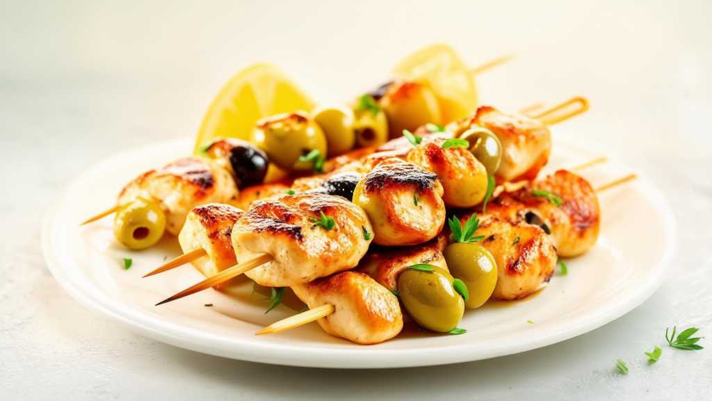 Stuffed Olive Chicken Skewers