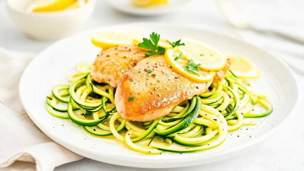 Lemon-Garlic Chicken with Zucchini Noodles