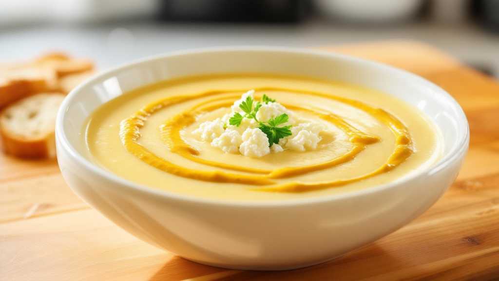 Cauliflower Soup with Mustard, Cottage Cheese and Vegetable Bouillon