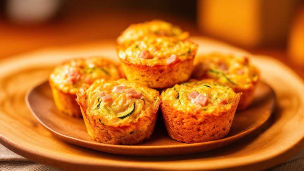 Keto Low Carb Zucchini Bread Bites with Ham and Parmesan