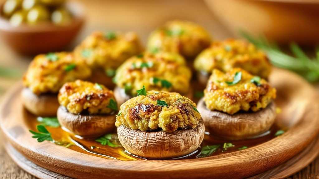 Olives and Parsley Stuffed Mushrooms