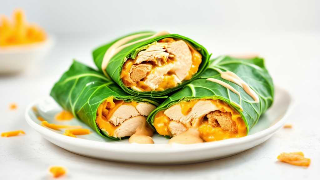 Collard Green Wraps Stuffed with Chicken and Cheese