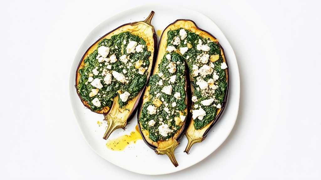 Spinach and Feta Stuffed Eggplant
