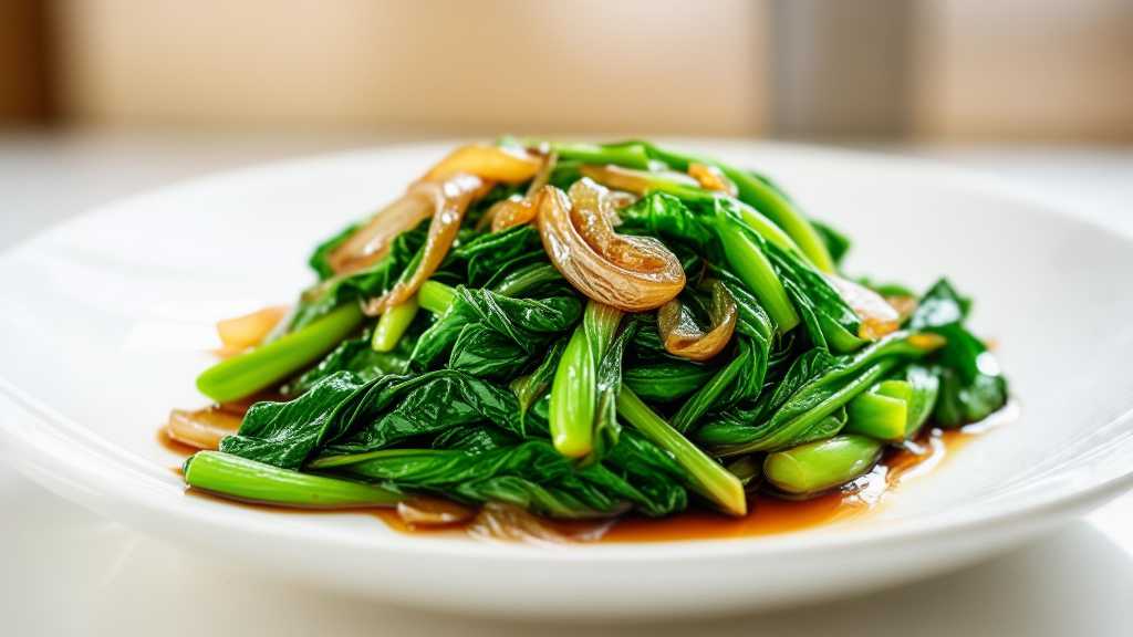 Stir-Fried Leafy Greens with Onions and Soy Sauce