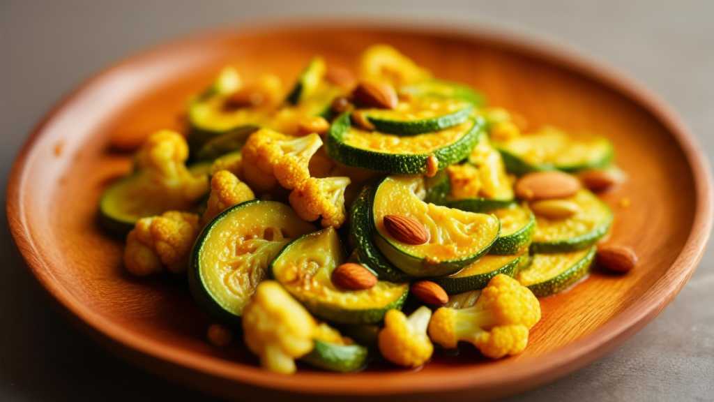 Zucchini, Almond & Cauliflower Stir-fry