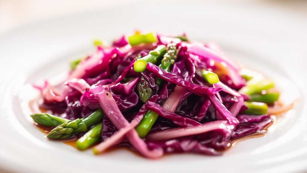 Stir-Fried Red Cabbage and Asparagus