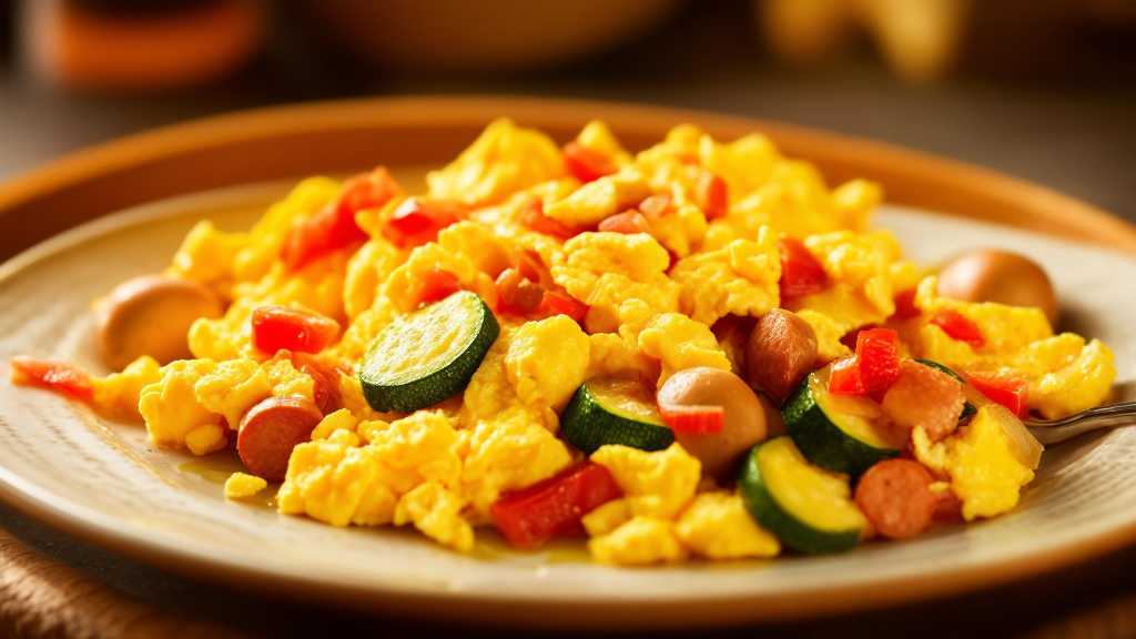 Scramble Eggs with Sausages