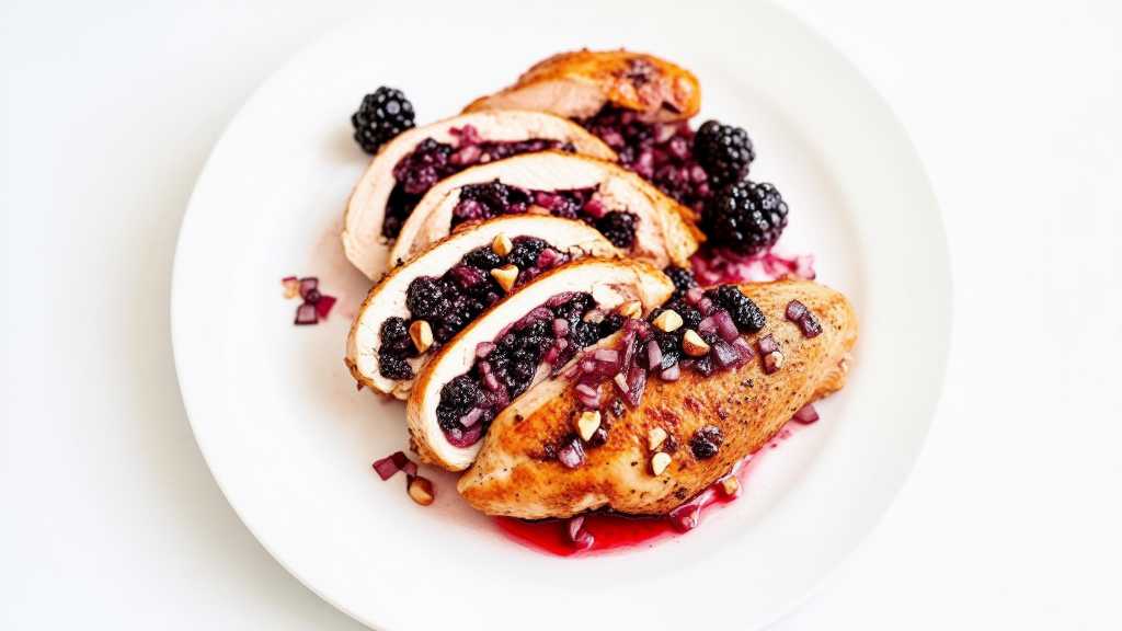 Blackberry, Onion, and Brazil Nut Stuffed Chicken Breast