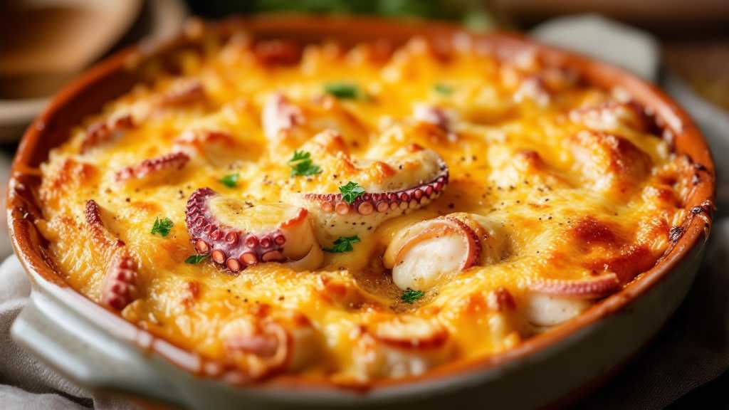 Octopus and Chicken Cheese Bake