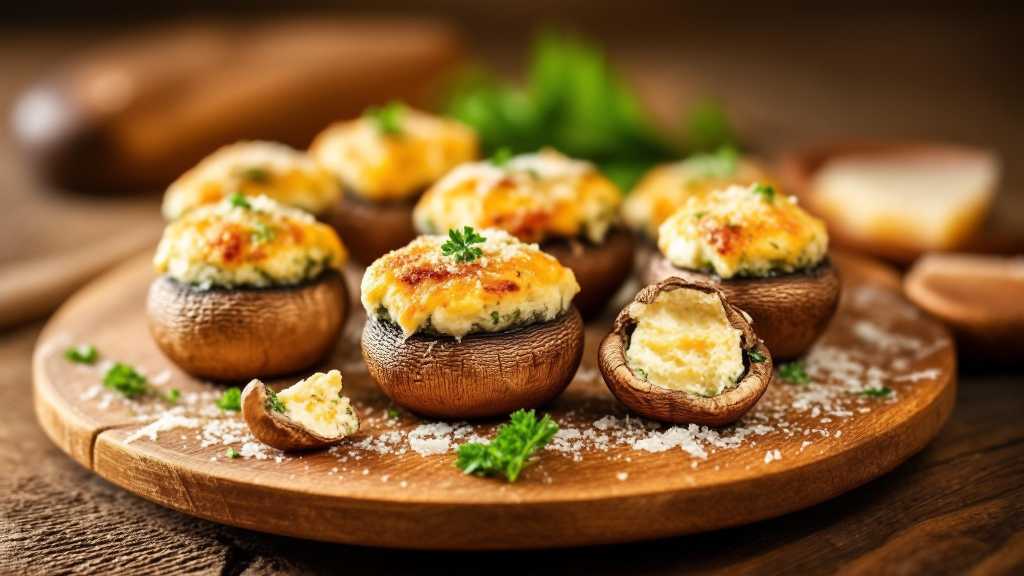 Cheesy Parsley Stuffed Mushrooms