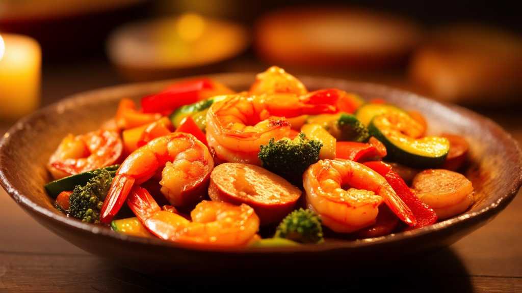 Shrimp and Poultry Sausage Stir-Fry