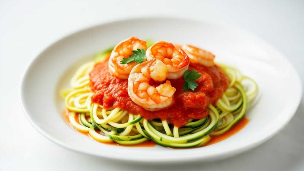 Zucchini Noodles with Prawns and Tomato Sauce