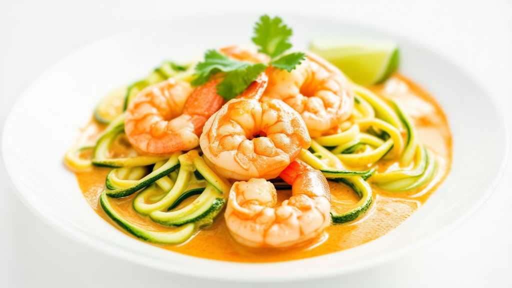 Zucchini Noodles with Prawns in Coconut Sauce