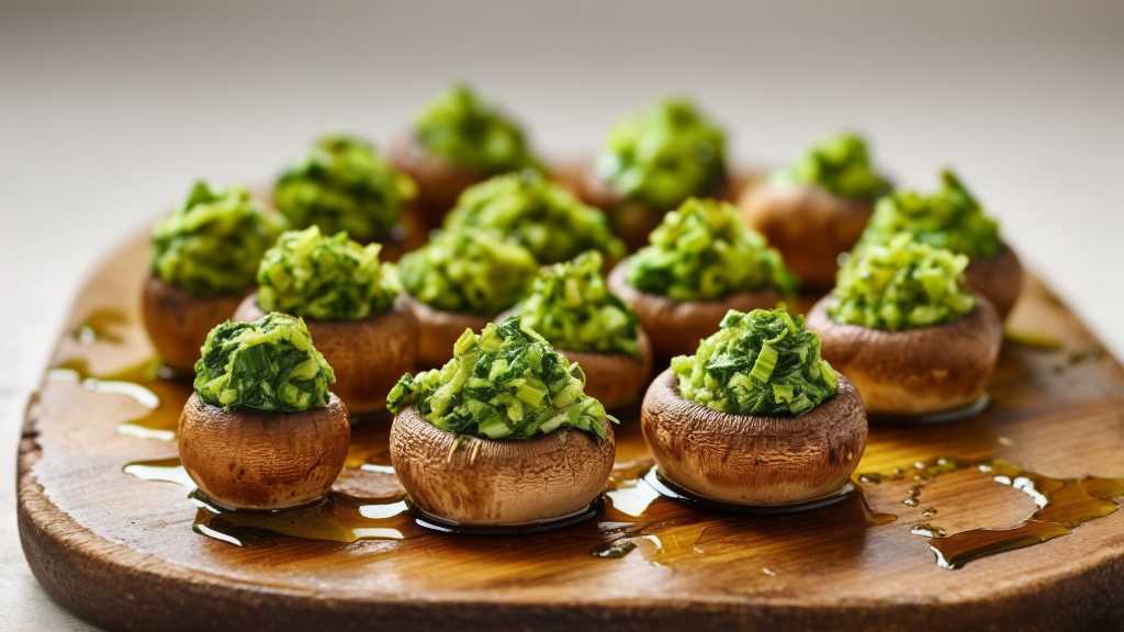 Leek and Spinach Stuffed Mushrooms