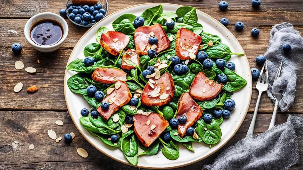 Ham and Blueberry Spinach Salad