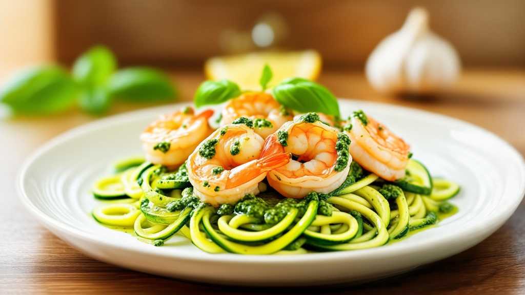 Zucchini Noodles with Pesto Shrimp