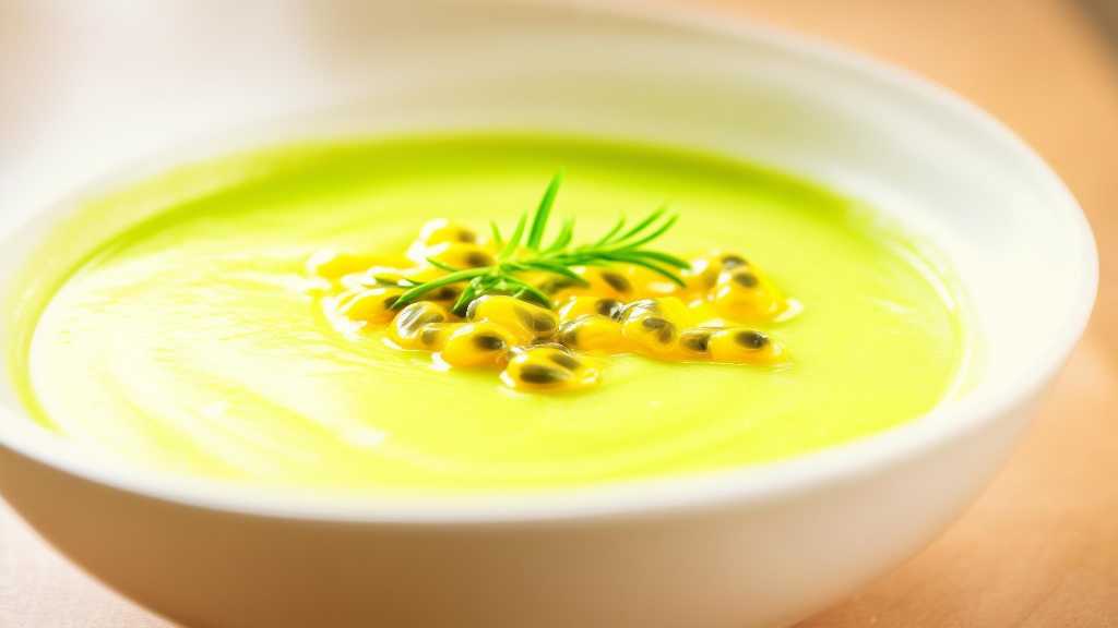 Leek Soup with Passion Fruit Garnish