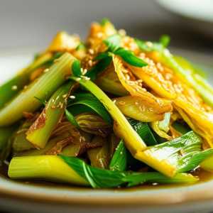 Leek and Salted Cabbage Stir-Fry