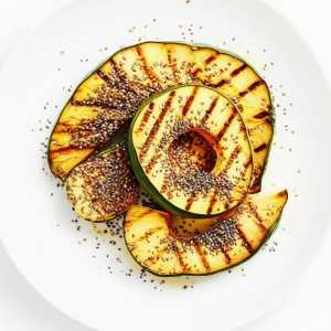 Grilled Chayote with Flaxseed and Chia Seed Topping