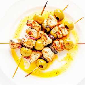 Olive Chicken Skewers