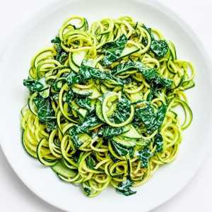 Zucchini Noodle Salad with Collard Greens and Cucumbers
