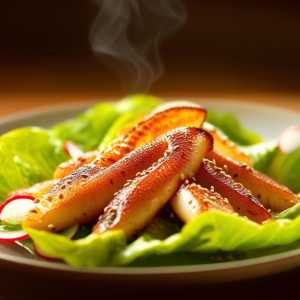 Seared Squid with Crunchy Lettuce Salad