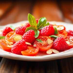 Tomato, Raspberry, and Almond Salad