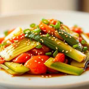 Leek and Tomatoes in Soy Sauce Stir-Fry