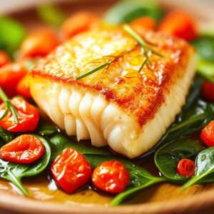 Baked Cod with Spinach and Tomatoes