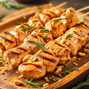 Peanut Butter, Rosemary & Cream Chicken Skewers