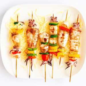 Squid and Shredded Cheese Skewers