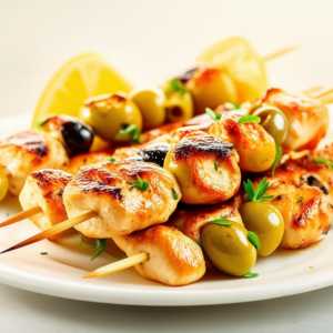 Stuffed Olive Chicken Skewers