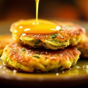 Zucchini Fritters with Oregano and Egg Yolk