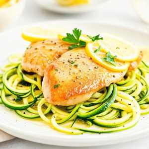 Lemon-Garlic Chicken with Zucchini Noodles