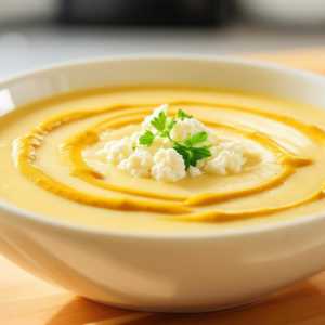 Cauliflower Soup with Mustard, Cottage Cheese and Vegetable Bouillon