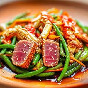 Crab and Tuna Stir Fry with Oyster Sauce