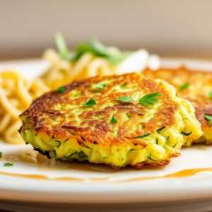 Baked Zucchini Fritters with Konjac Noodles