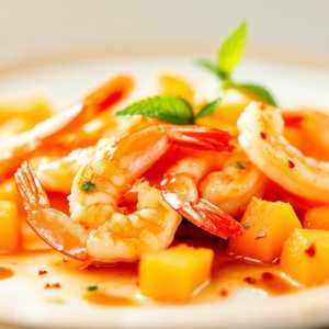 Garlic Shrimp with Spicy Cantaloupe Salad